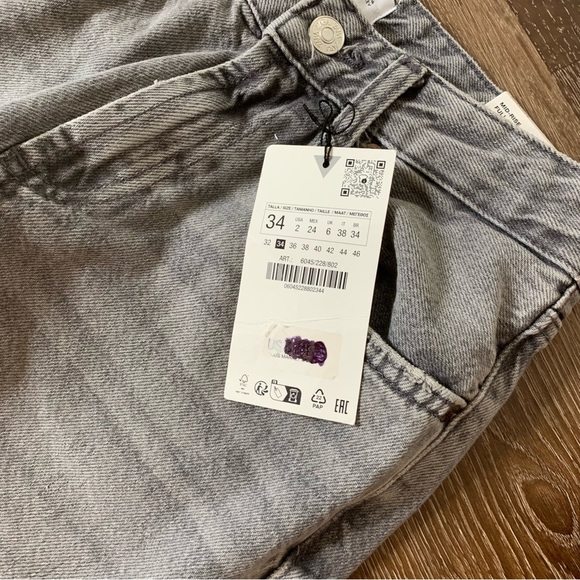 Zara womens gray mid rise full length wide leg jeans 2 NWT - Picture 11 of 11